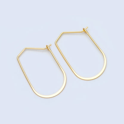 10pcs Gold Hoop Earrings 32x19mm, Geometric Ear Wire Components Wholesale (GB-917)