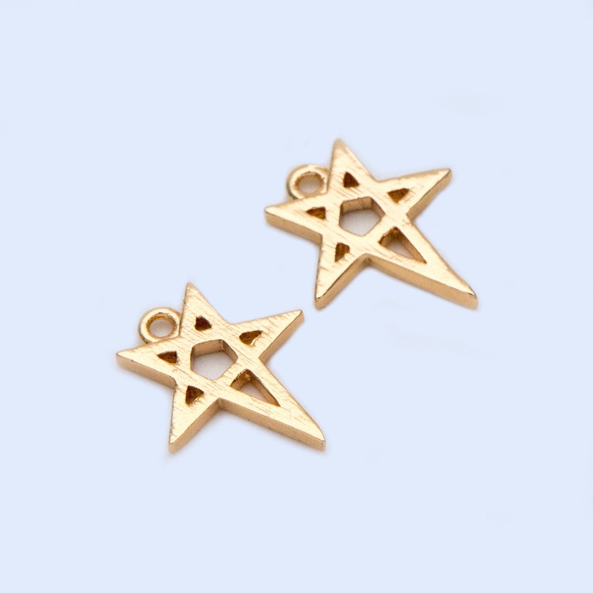 10pcs Gold Star Charms 12.5mm, Gold plated Brass Geometric Pendants, Lead Nickel Free (GB-922)