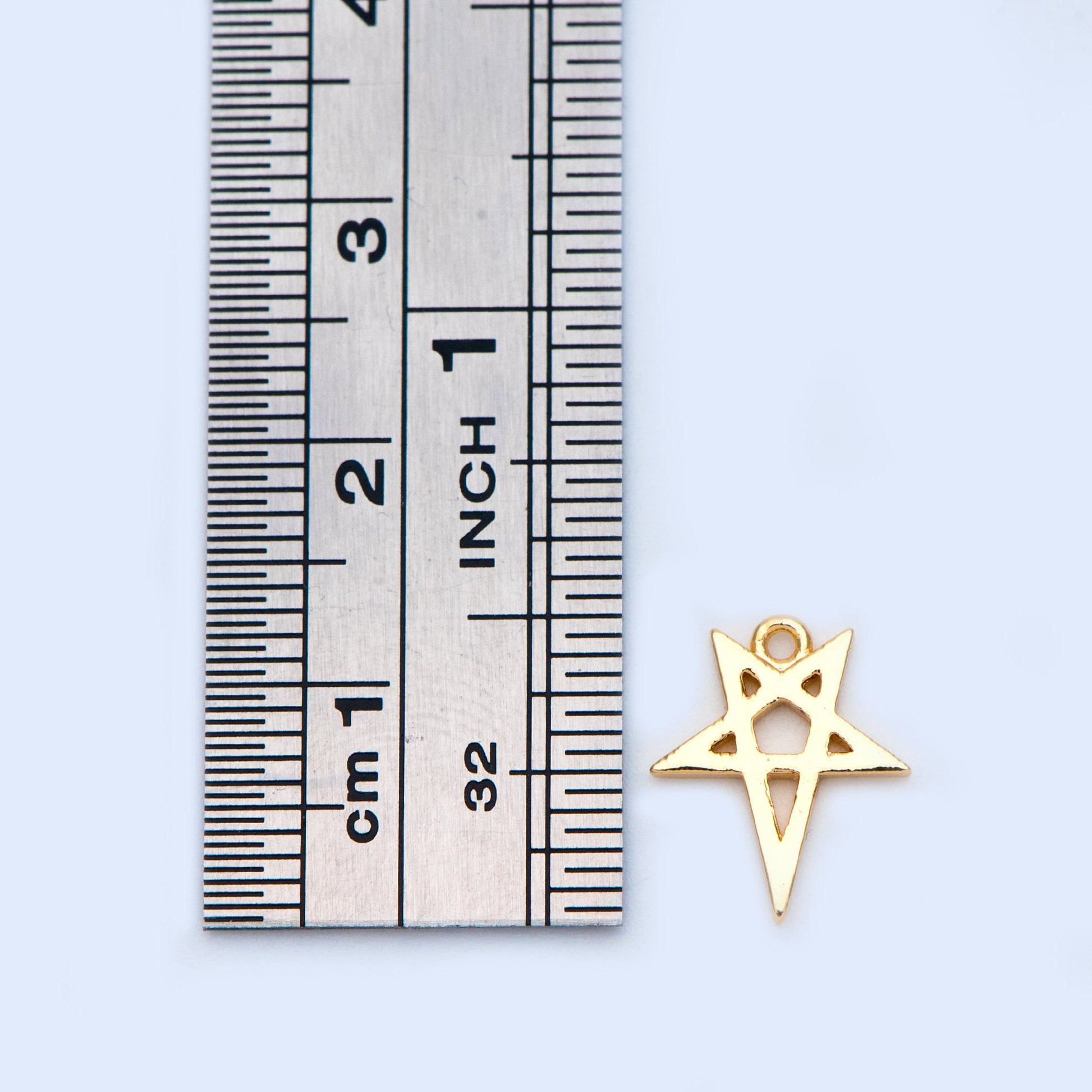 10pcs Gold Star Charms 12.5mm, Gold plated Brass Geometric Pendants, Lead Nickel Free (GB-922)