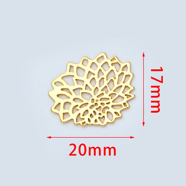 10pcs Gold Filigree Charms 20x17mm, 18K Gold plated Brass Floral Connectors (GB-930)