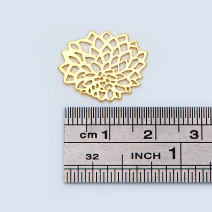 10pcs Gold Filigree Charms 20x17mm, 18K Gold plated Brass Floral Connectors (GB-930)