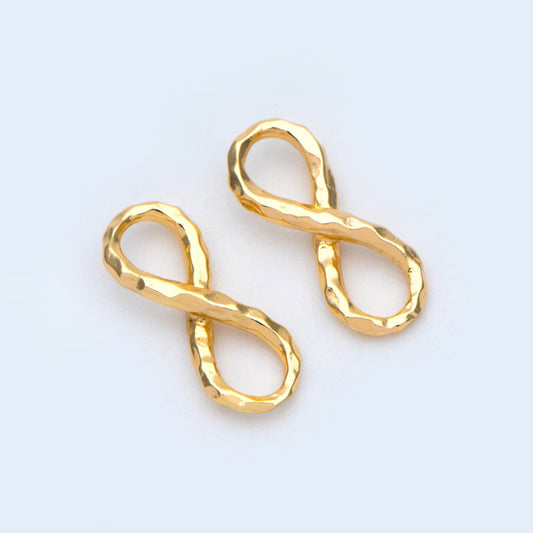 10pcs Gold Figure 8 Connectors 14x6mm, 18K Gold plated Brass, Infinity Charm Pendants (GB-2750-B)