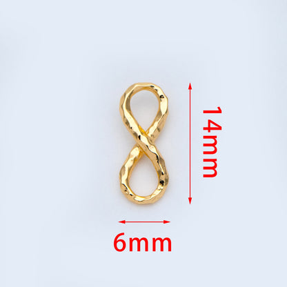 10pcs Gold Figure 8 Connectors 14x6mm, 18K Gold plated Brass, Infinity Charm Pendants (GB-2750-B)
