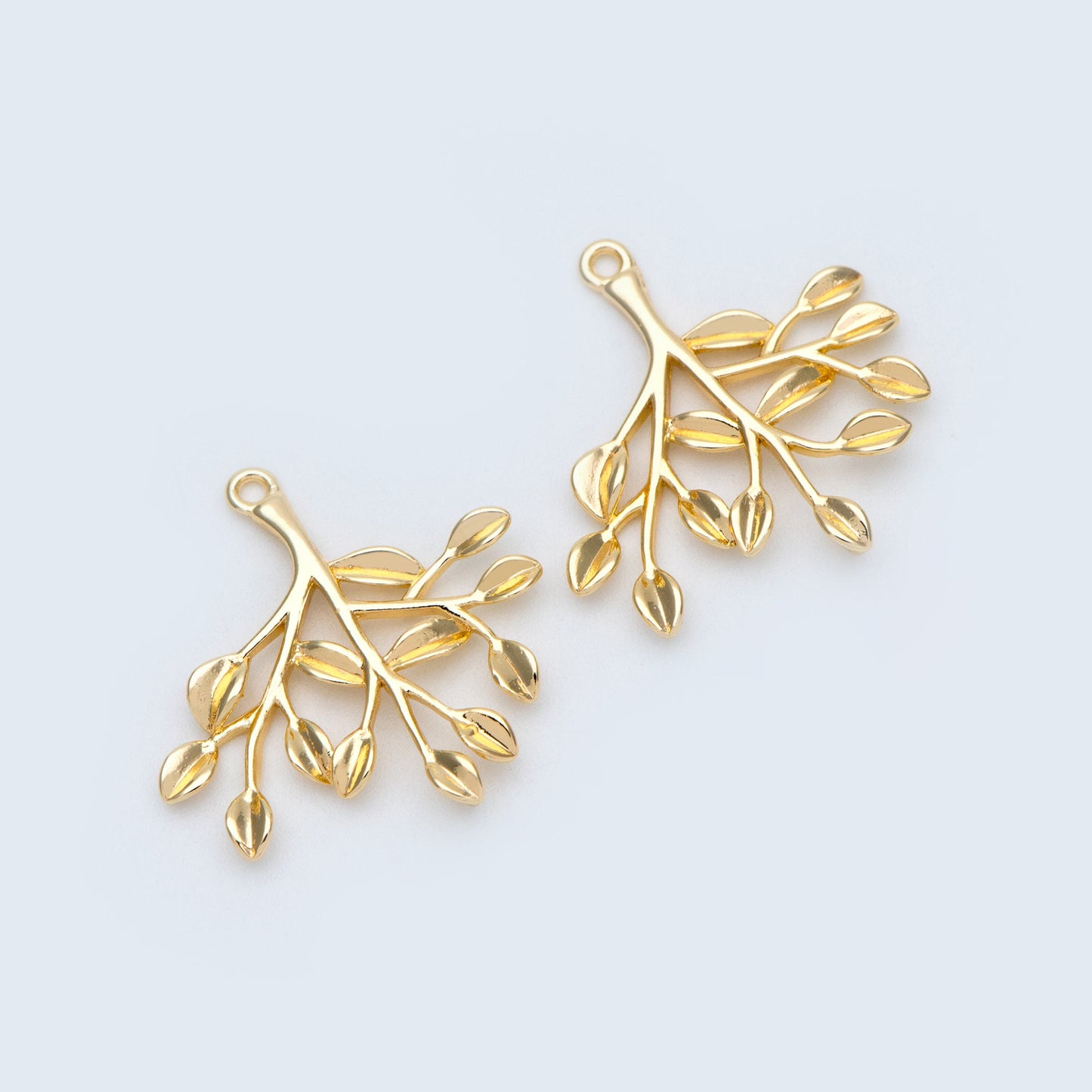 10pcs Gold plated Brass Leaf Connector, Branch Charm Connectors 23mm, Lead Nickel Free (GB-1010-C)