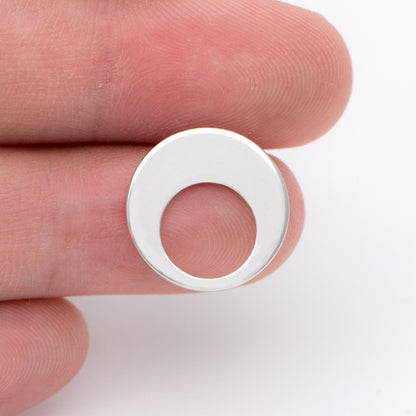 10pcs Silver tone Round Circle Ear Posts 15mm, Rhodium plated Brass, Geometric Loop Stud Earrings (GB-965)