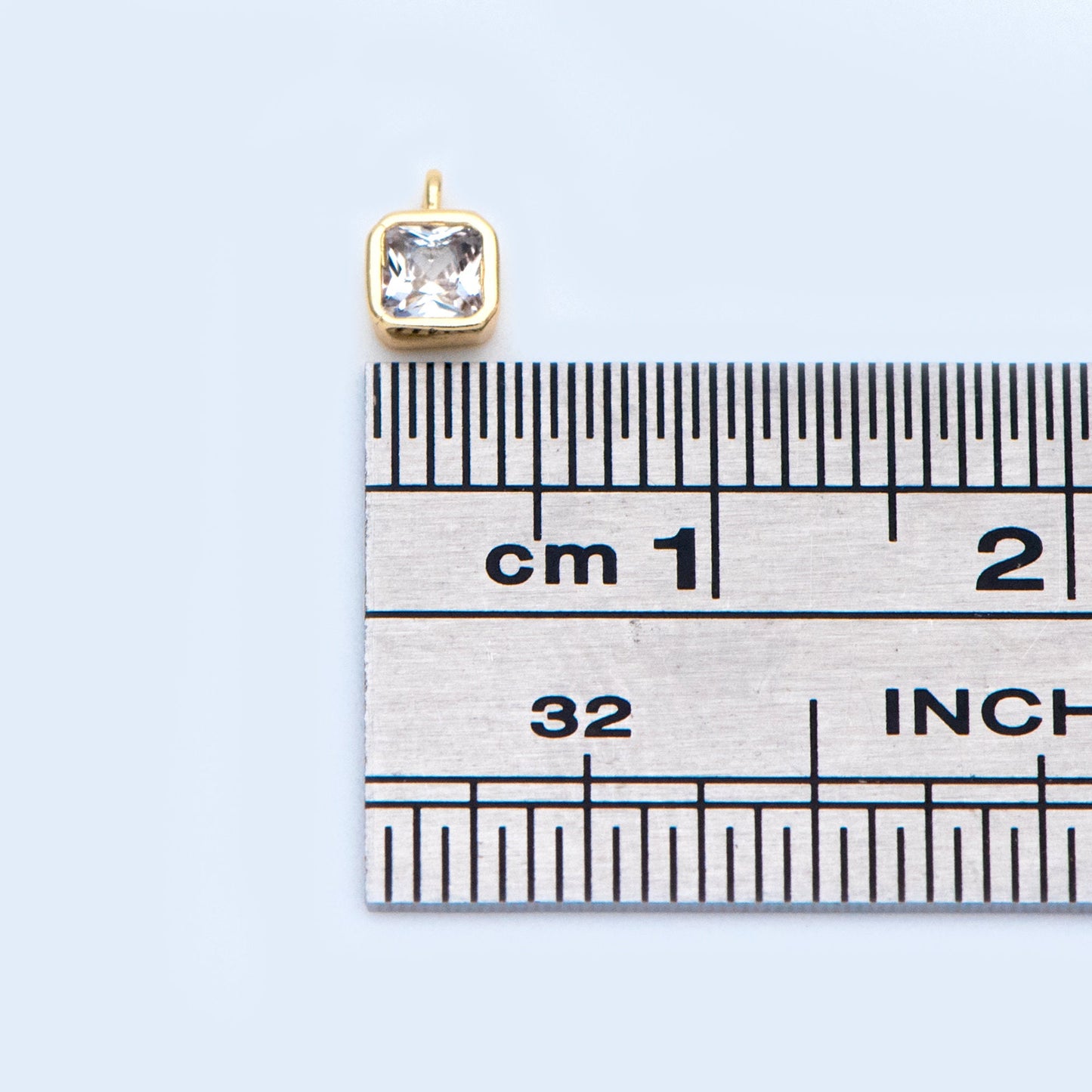 10pcs CZ pave Gold Square Charms 4x5mm, Gold Plated Brass Mini Pendants (GB-992-A)