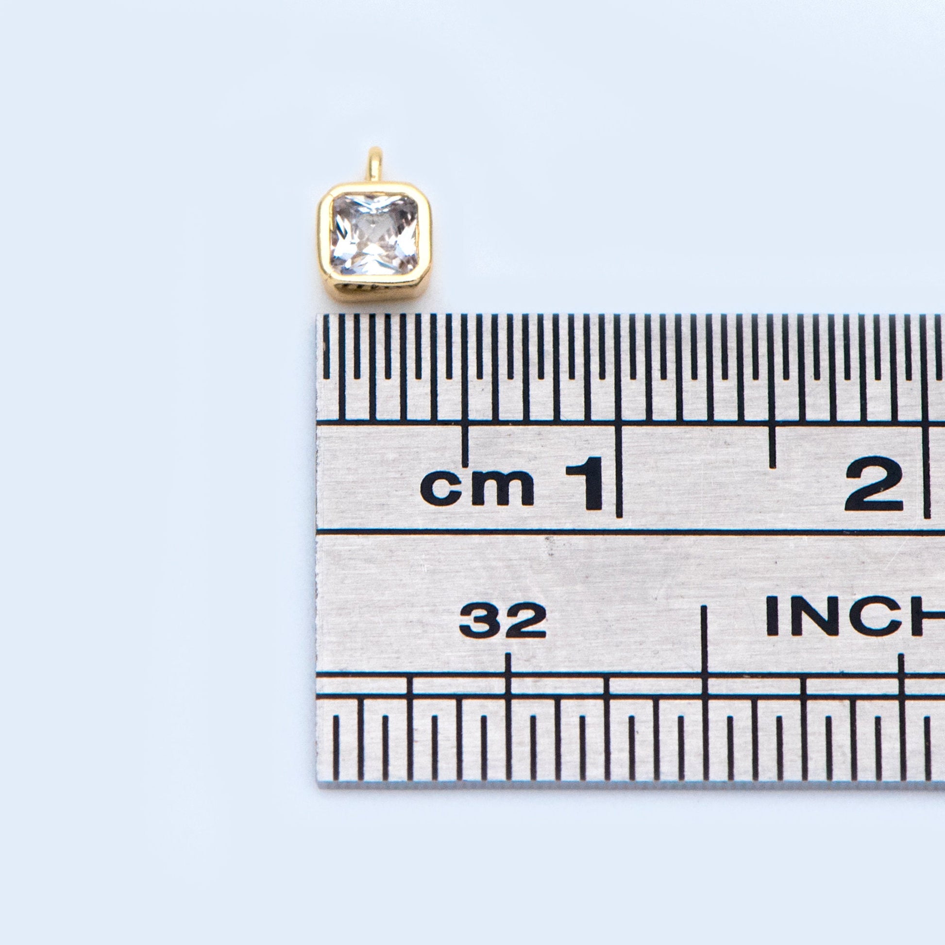 10pcs CZ pave Gold Square Charms 4x5mm, Gold Plated Brass Mini Pendants (GB-992-A)