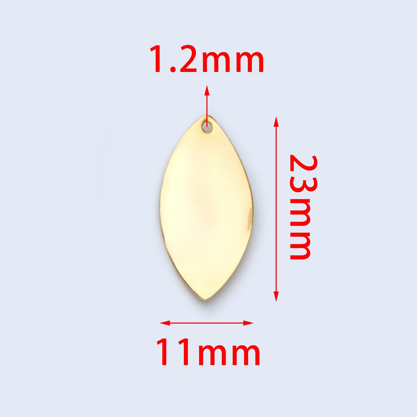 10pcs Gold/ Silver Leaf Charms, Gold/ Rhodium plated Brass, Twist Oval Pendants 23x11mm (GB-981)