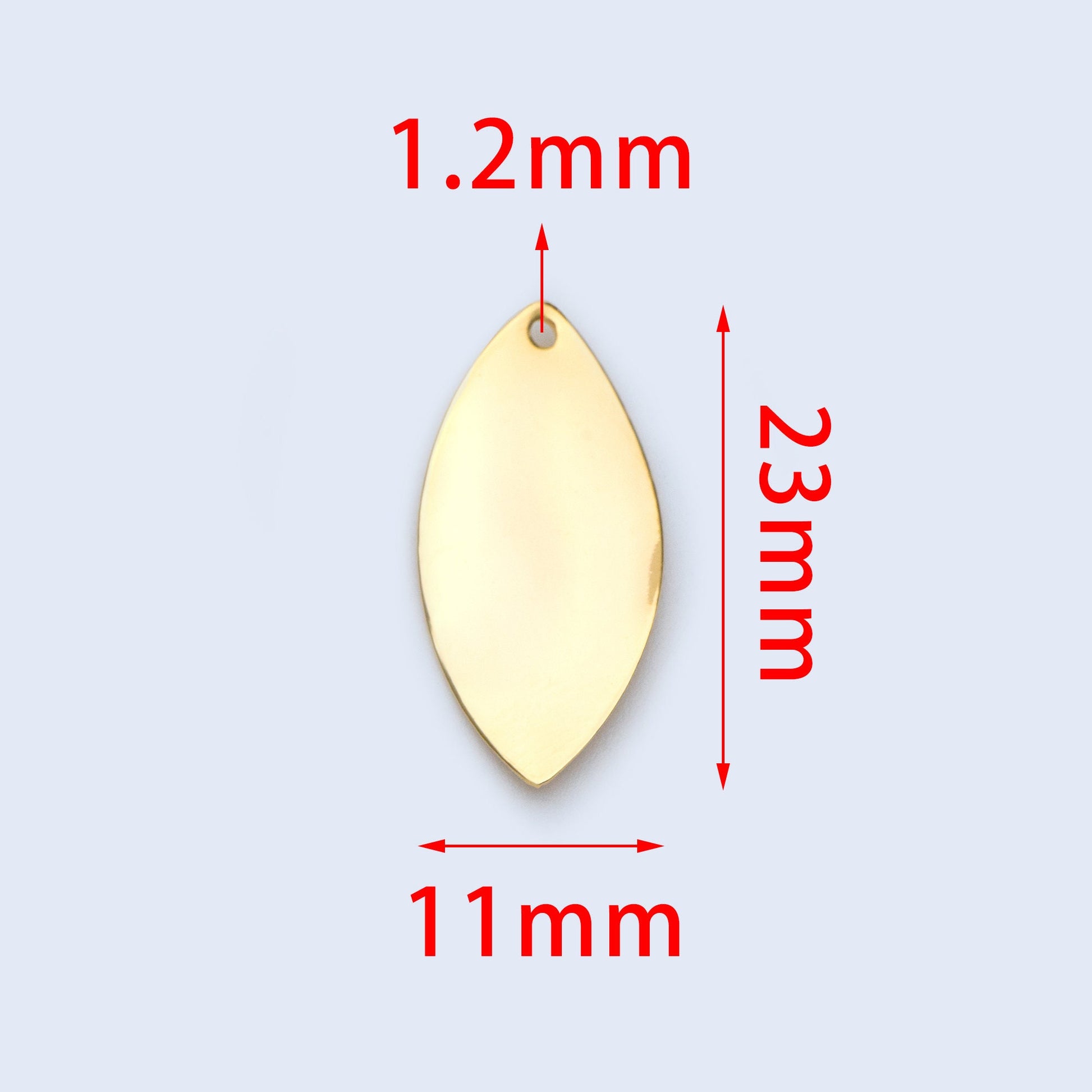 10pcs Gold/ Silver Leaf Charms, Gold/ Rhodium plated Brass, Twist Oval Pendants 23x11mm (GB-981)