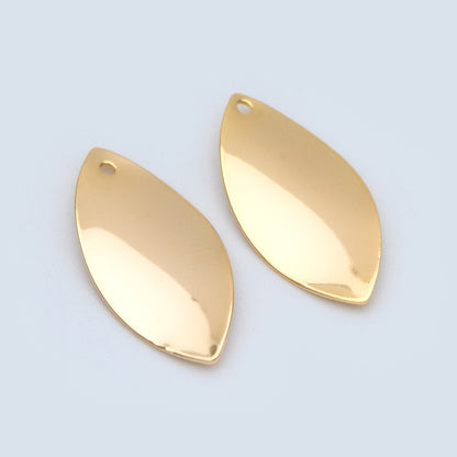 10pcs Gold/ Silver Leaf Charms, Gold/ Rhodium plated Brass, Twist Oval Pendants 23x11mm (GB-981)