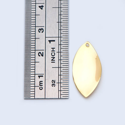 10pcs Gold/ Silver Leaf Charms, Gold/ Rhodium plated Brass, Twist Oval Pendants 23x11mm (GB-981)