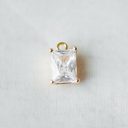 10pcs CZ Pave Gold Rectangle Charms 11x7mm, 18K Gold plated Brass Square Pendants (GB-1151-C)