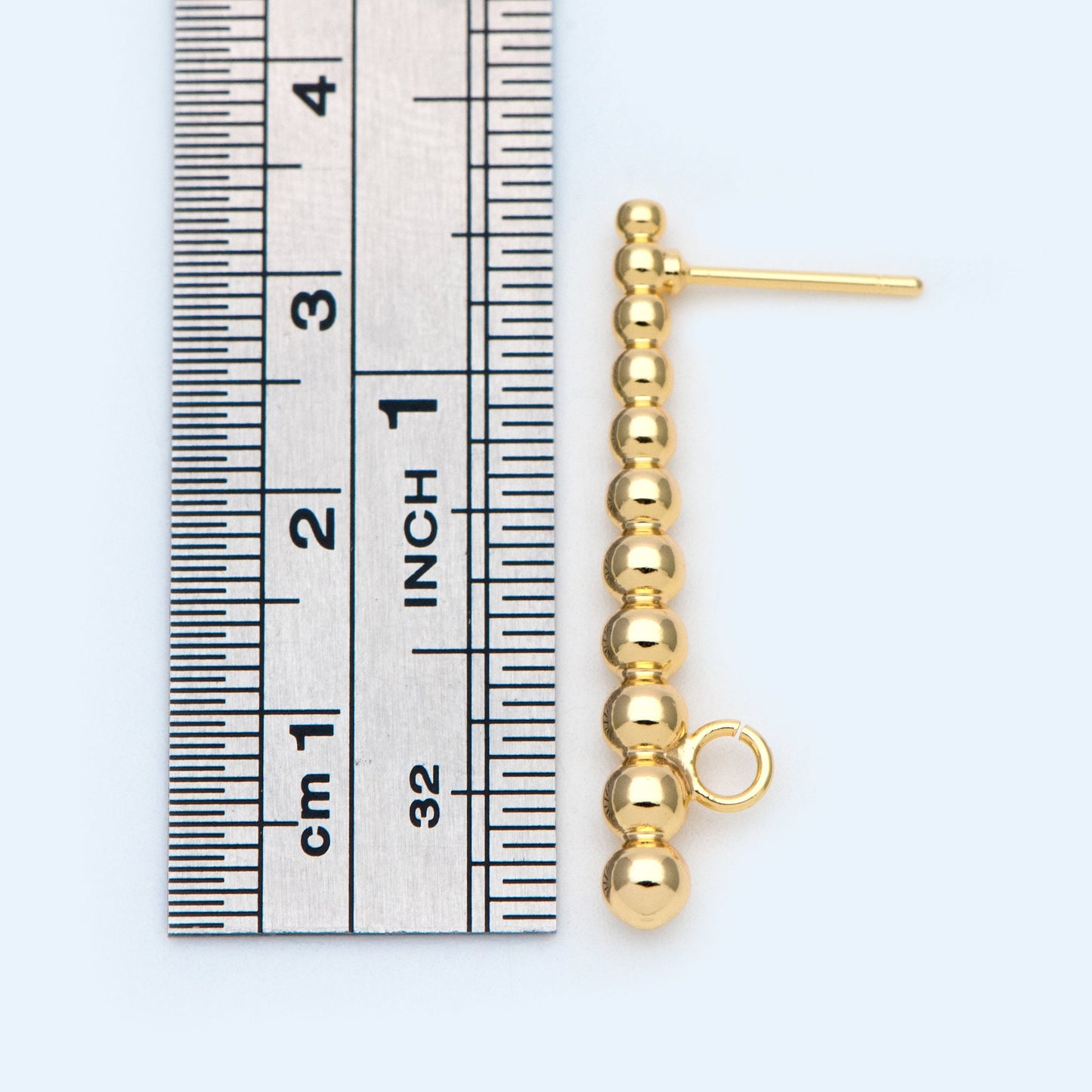 10pcs Gold Bar Earring Stud with Loop, 18K Gold plated Brass, Bar Ear Posts (GB-998)