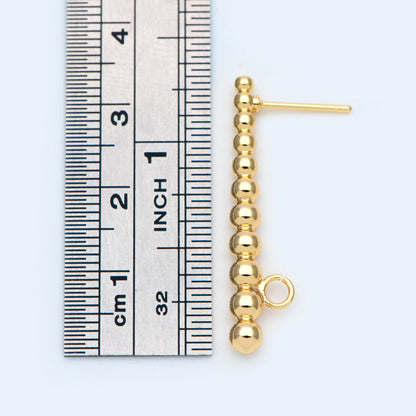 10pcs Gold Bar Earring Stud with Loop, 18K Gold plated Brass, Bar Ear Posts (GB-998)
