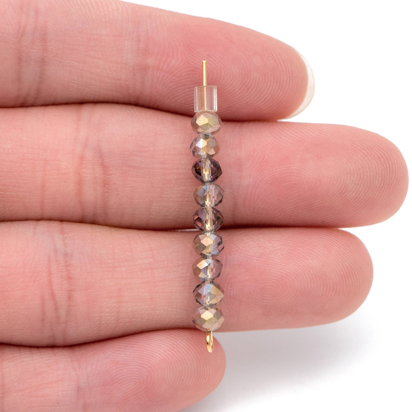 Rondelle Faceted Crystal Glass Beads Rose Gold 3x4mm -BZ04-87 / 145Pcs