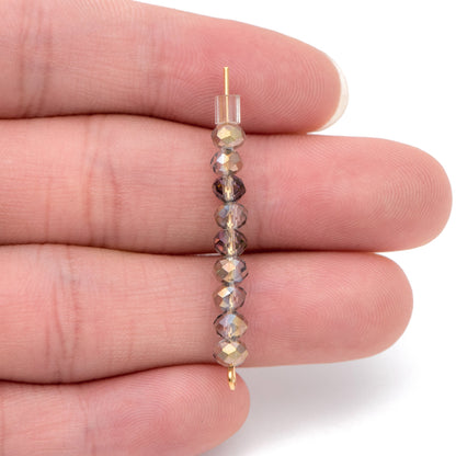 Rondelle Faceted Crystal Glass Beads Rose Gold 3x4mm -BZ04-87 / 145Pcs