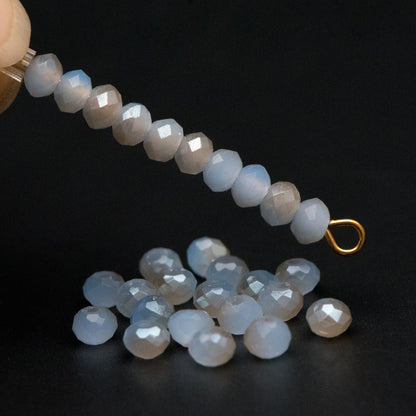 Faceted Rondelle Crystal Glass Beads Lavender Champagne 3x4mm- BZ04-97/ 145pcs