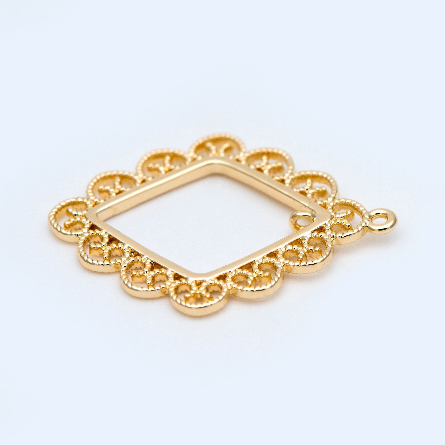10pcs Gold plated Brass Rhombus Charms 29x22mm, Filigree Geometric Connector Pendants, Dangle Earring Components (GB-1017)