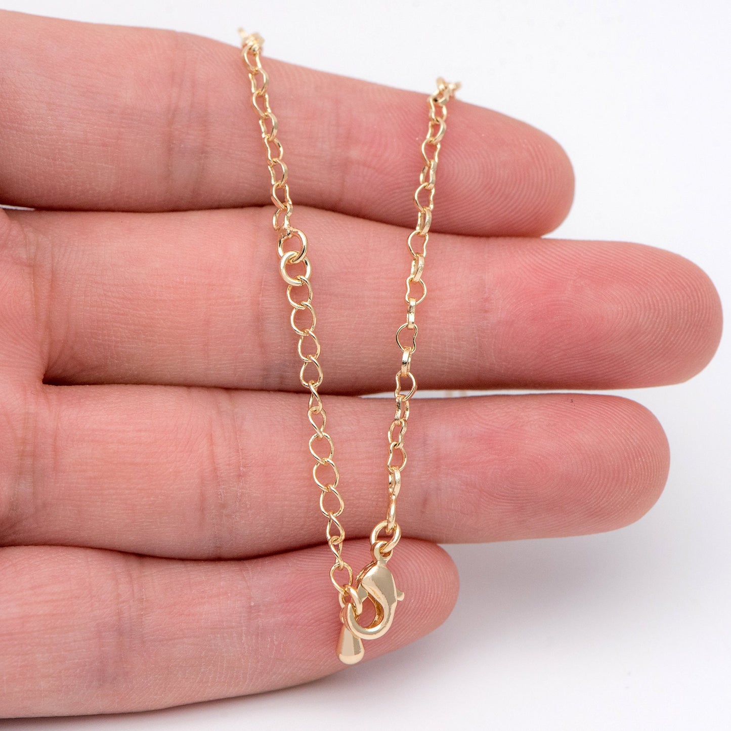1pc Gold/ Silver Tone Heart Chains 2.2mm, 18 Inch Finished Necklace with Extender Chain, Ready to Wear (#LK-310)