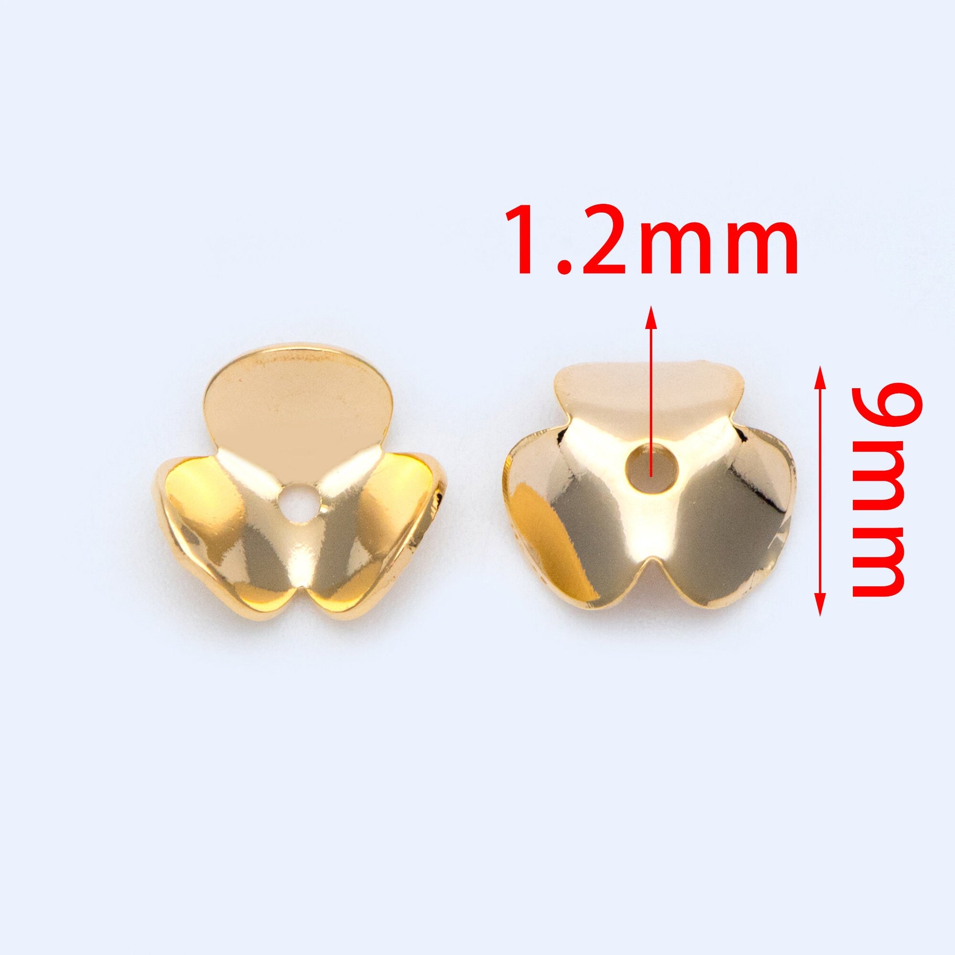 10pcs Flower Bead Caps 9mm, Real Gold plated Brass, Floral Spacer Beads (GB-1032)