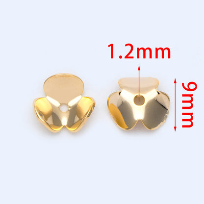 10pcs Flower Bead Caps 9mm, Real Gold plated Brass, Floral Spacer Beads (GB-1032)