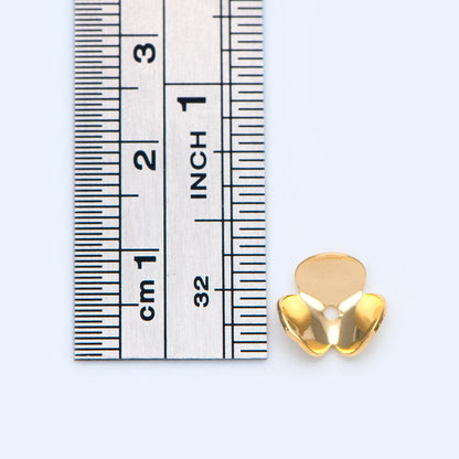 10pcs Flower Bead Caps 9mm, Real Gold plated Brass, Floral Spacer Beads (GB-1032)