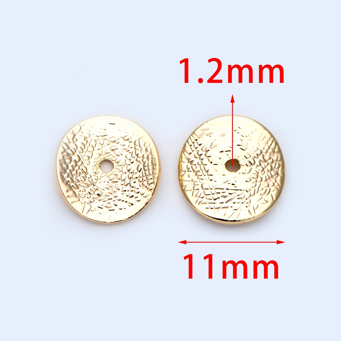 10pcs Gold Disc Spacer Beads 11mm, 18K Gold plated Brass, Round Coin Disk Spacer (GB-1049)