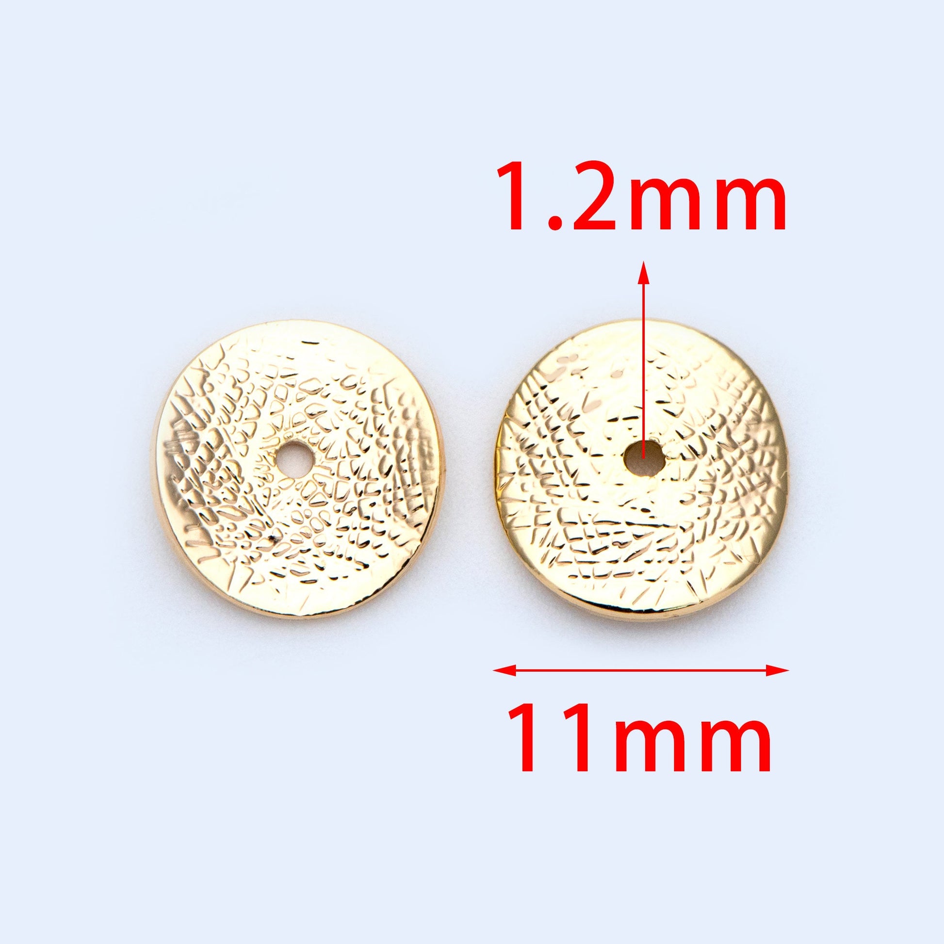 10pcs Gold Disc Spacer Beads 11mm, 18K Gold plated Brass, Round Coin Disk Spacer (GB-1049)