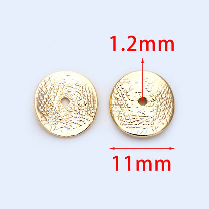 10pcs Gold Disc Spacer Beads 11mm, 18K Gold plated Brass, Round Coin Disk Spacer (GB-1049)
