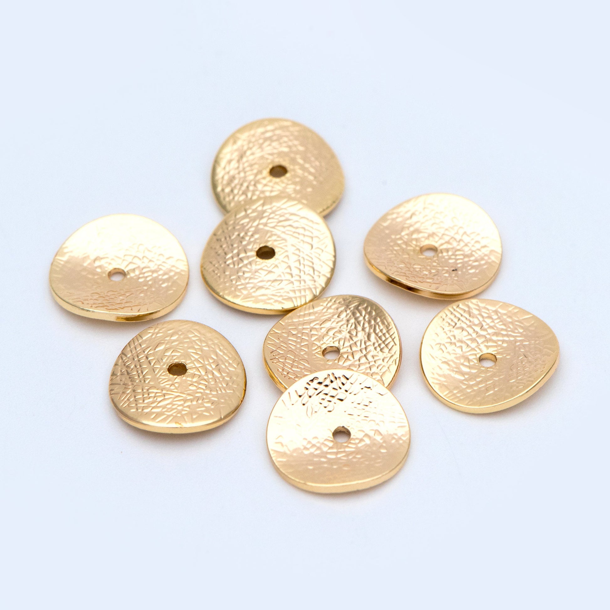 10pcs Gold Disc Spacer Beads 11mm, 18K Gold plated Brass, Round Coin Disk Spacer (GB-1049)