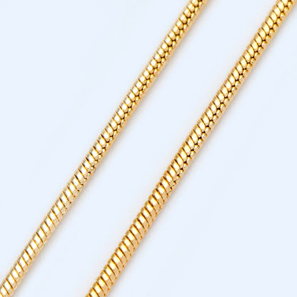 Gold Plated Brass Snake Chains 1.2mm, Dainty Chain Findings (LK-344)/ 1 Meter=3.3 ft