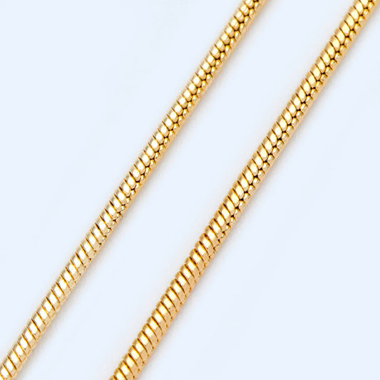 Gold Plated Brass Snake Chains 1.2mm, Dainty Chain Findings (LK-344)/ 1 Meter=3.3 ft