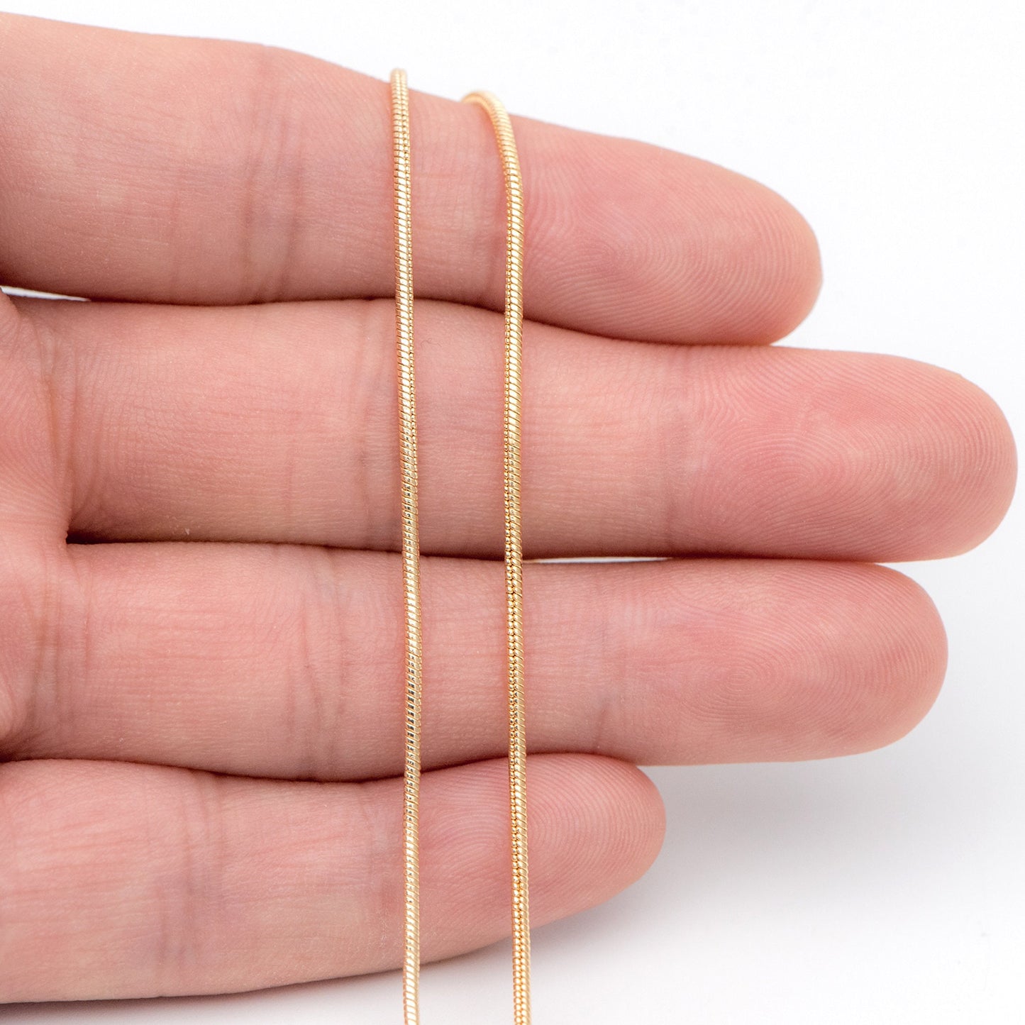 Gold Plated Brass Snake Chains 1.2mm, Dainty Chain Findings (LK-344)/ 1 Meter=3.3 ft