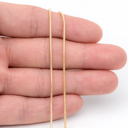 Gold Plated Brass Snake Chains 1.2mm, Dainty Chain Findings (LK-344)/ 1 Meter=3.3 ft
