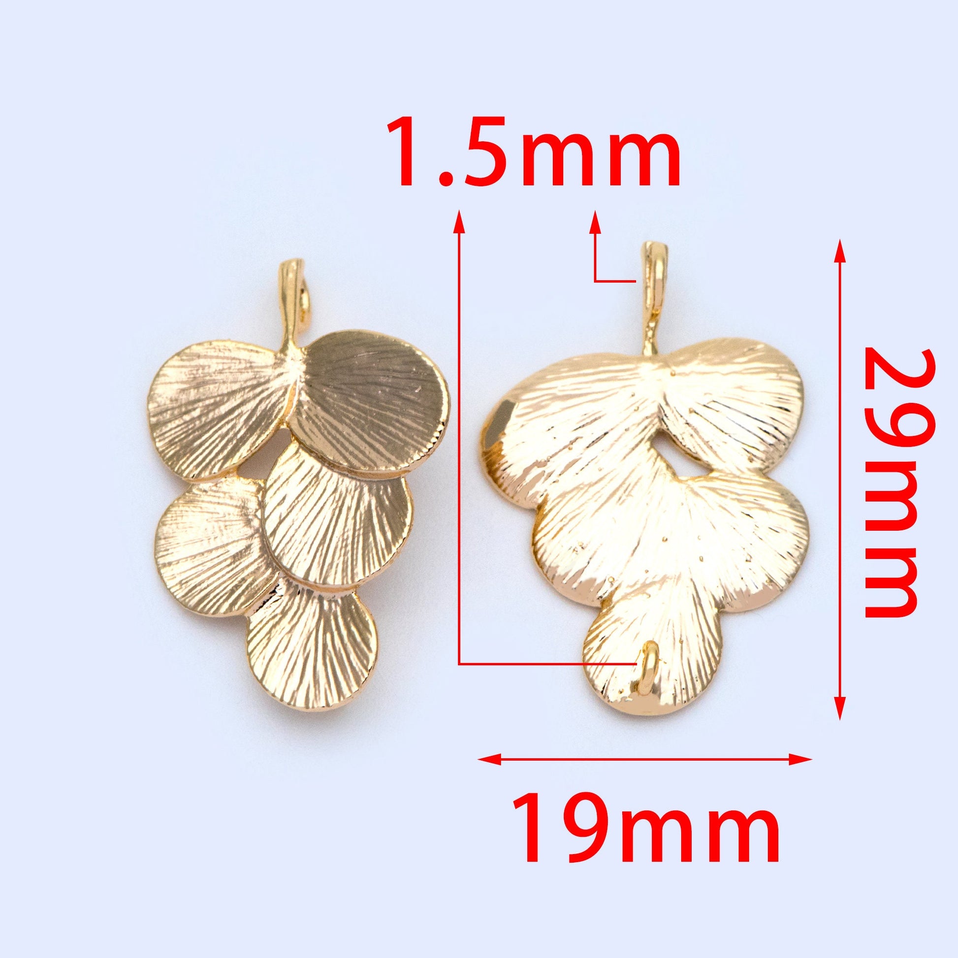 10pcs Gold plated Brass Leaf Charms, Leaf Pendants Connector 29x19mm (GB-4391-H)