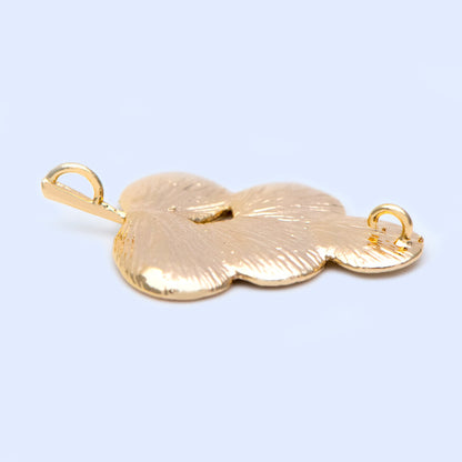 10pcs Gold plated Brass Leaf Charms, Leaf Pendants Connector 29x19mm (GB-4391-H)
