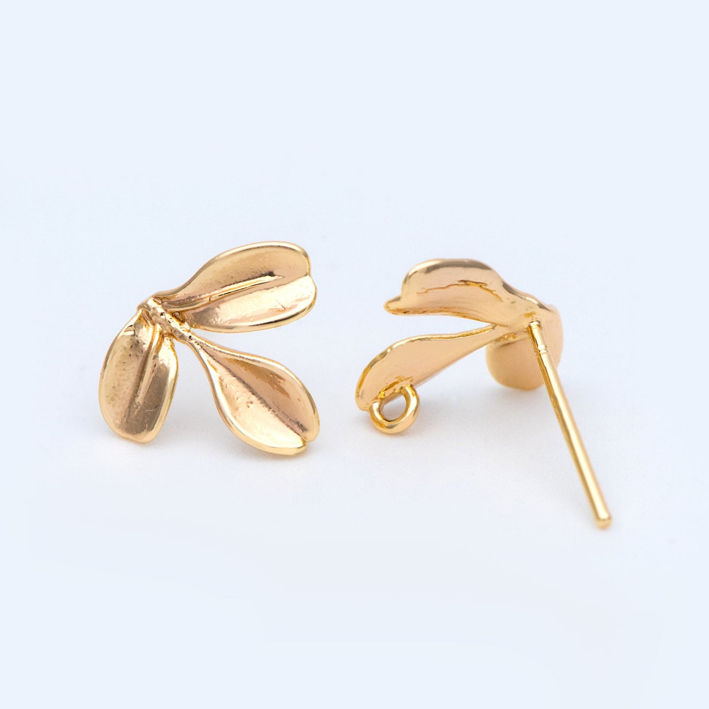 10pcs Gold/ Silver Tone Leaf Earring with Loop, Gold Plated Brass Stud Earrings, DIY Ear Findings (GB-1086)