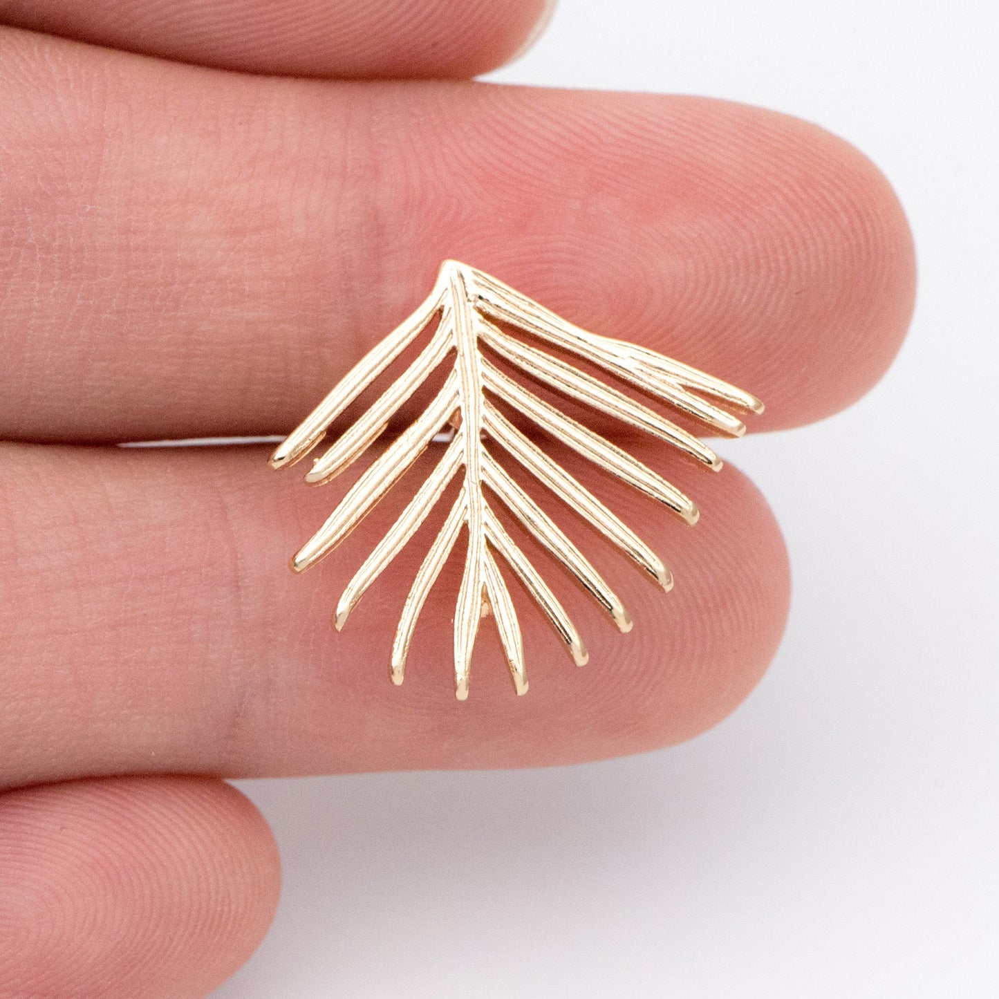 10pcs Gold Leaf Earring with Loop 19x20mm, Gold Plated Brass Stud Earrings (GB-1083)