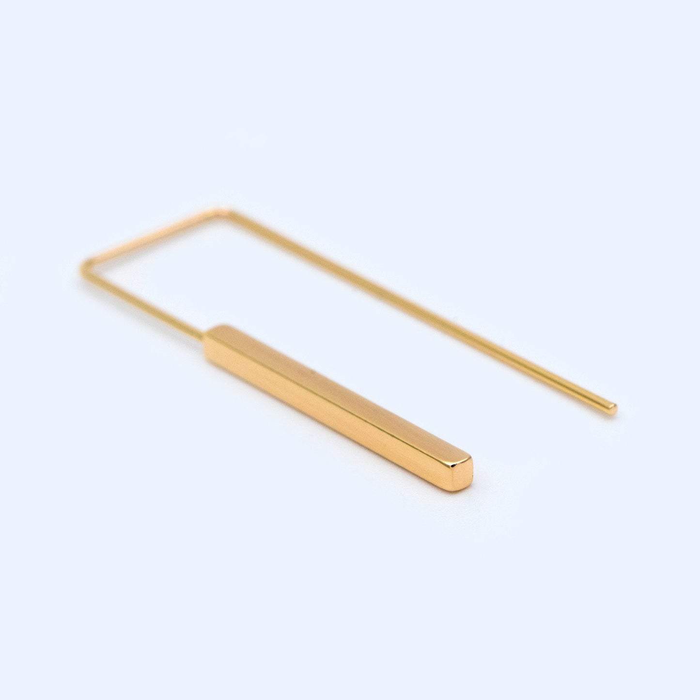 10pcs Gold/ Silver tone Cube Ear Hooks 14x40mm, Gold/ Rhodium plated Brass Simple Earwire Components, Square Earring Hooks (GB-1087)