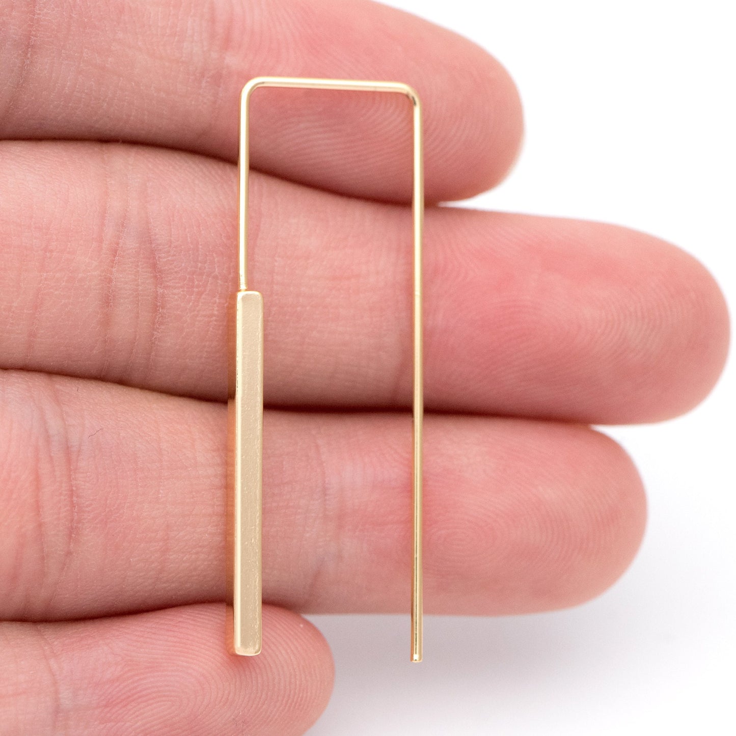 10pcs Gold/ Silver tone Cube Ear Hooks 14x40mm, Gold/ Rhodium plated Brass Simple Earwire Components, Square Earring Hooks (GB-1087)