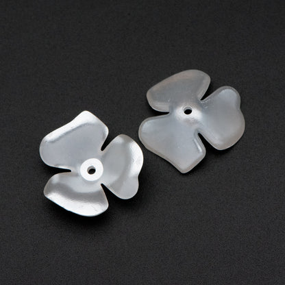 20pcs Plastic Floral Bead Caps 20mm, Pearl White Acrylic Flowers (#SL020-2)