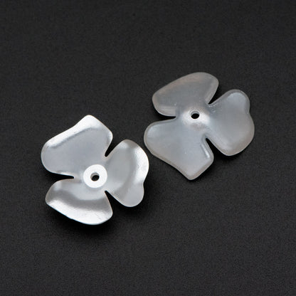 20pcs Plastic Floral Bead Caps 20mm, Pearl White Acrylic Flowers (#SL020-2)