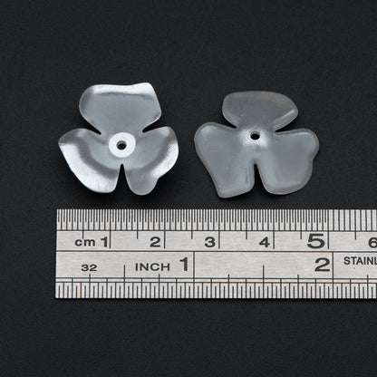 20pcs Plastic Floral Bead Caps 20mm, Pearl White Acrylic Flowers (#SL020-2)