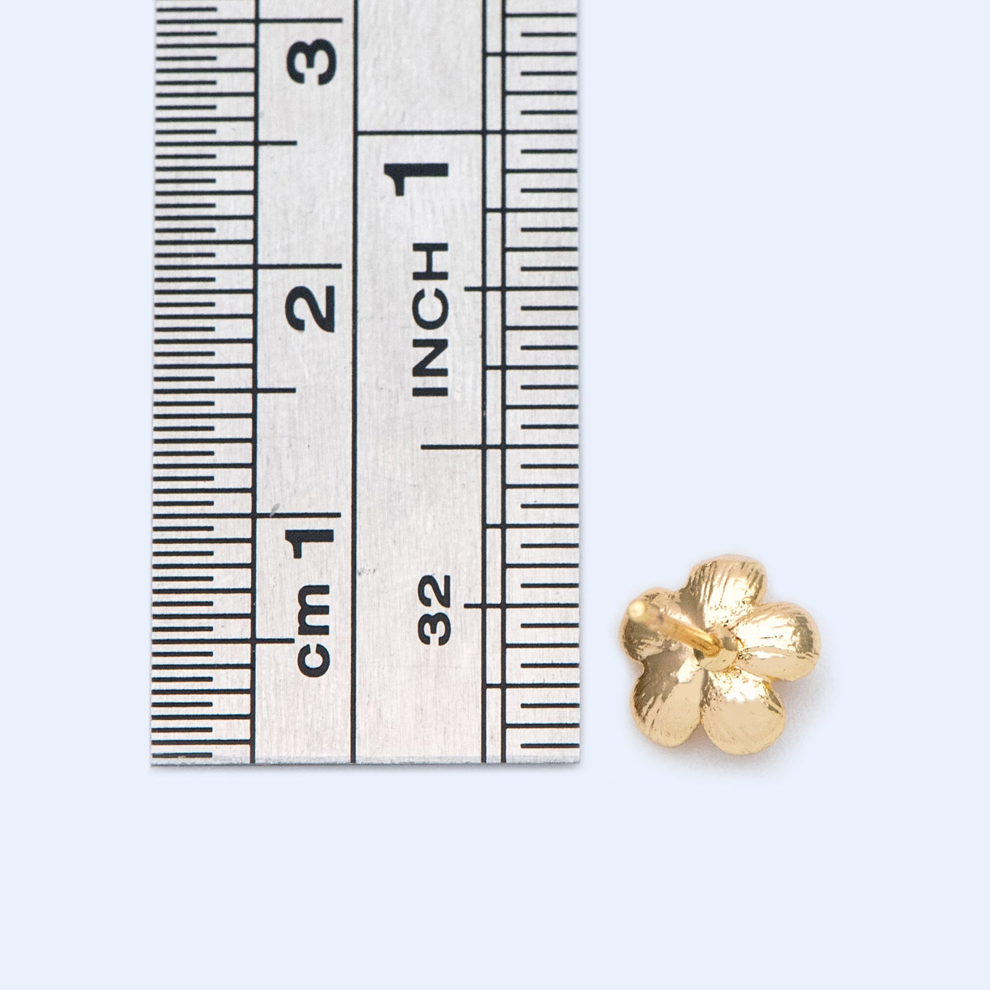 10pcs Gold Flower Ear Posts 8mm, 18K Gold plated Brass, Floral Earring Studs (GB-1092)/ 10pcs=5 pairs