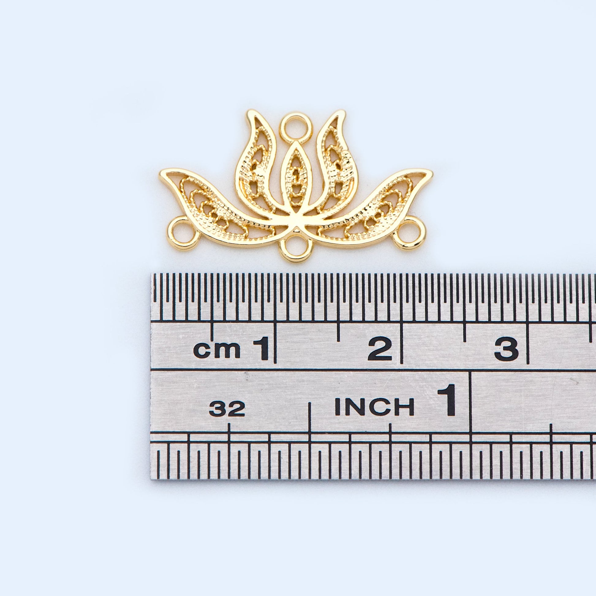 10pcs Gold Lotus Pendants 13x22mm, 18K Gold plated Brass, Lotus Flower Charm Connectors (GB-1010-B)