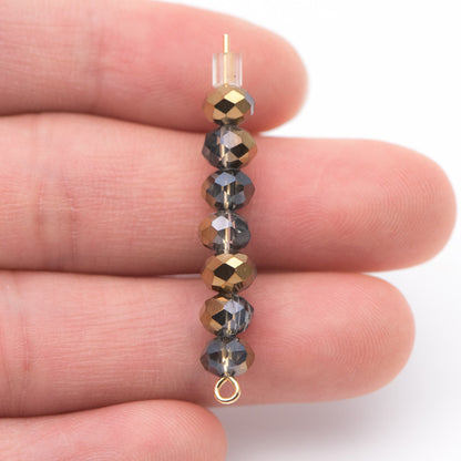 Faceted Crystal Rondelle Glass Beads 4x6mm Copper -95pcs /(BZ06-04)