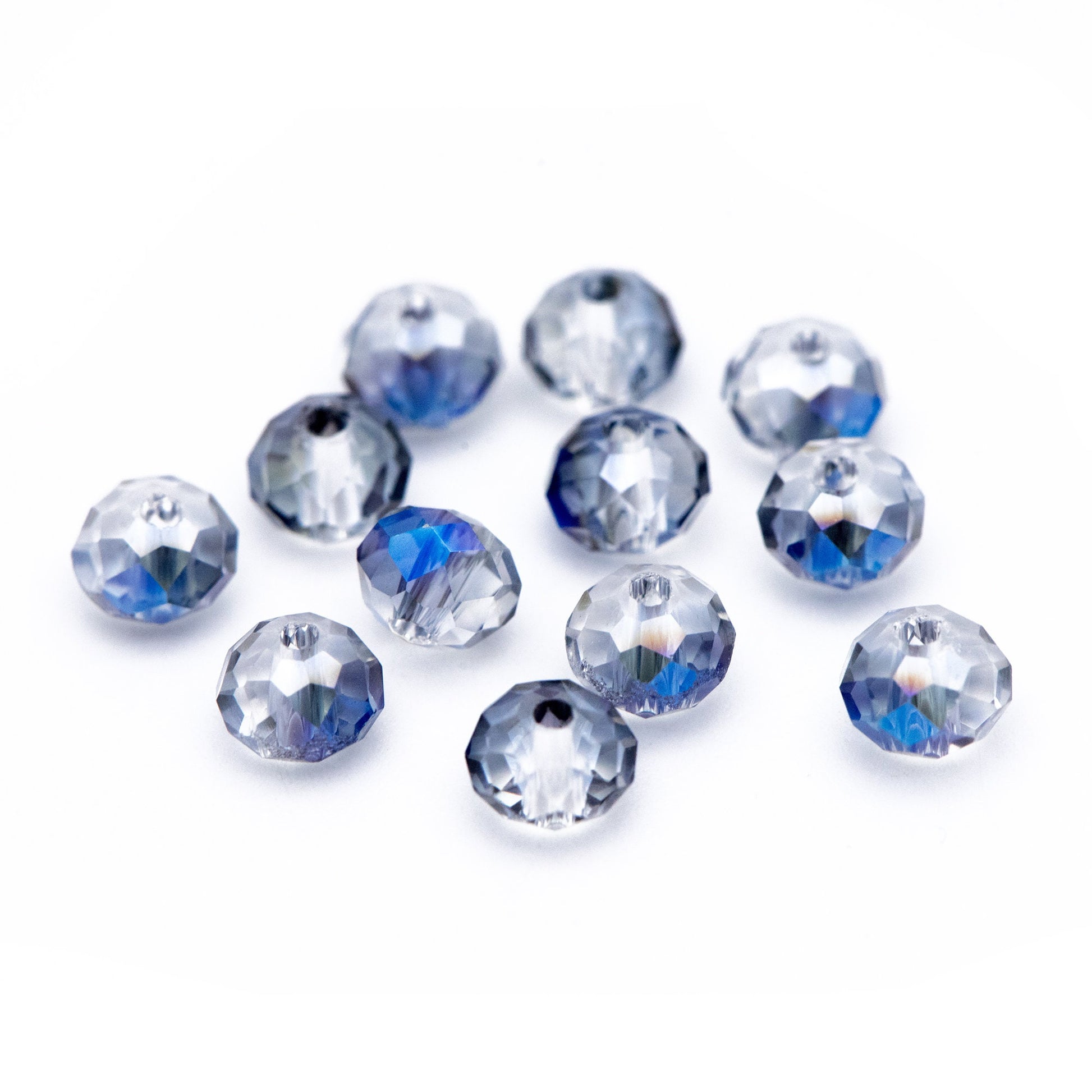 Rondelle Faceted Glass Beads Blue Sparkle 4x6mm -(BZ06-08) / 95Pcs