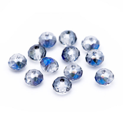 Rondelle Faceted Glass Beads Blue Sparkle 4x6mm -(BZ06-08) / 95Pcs