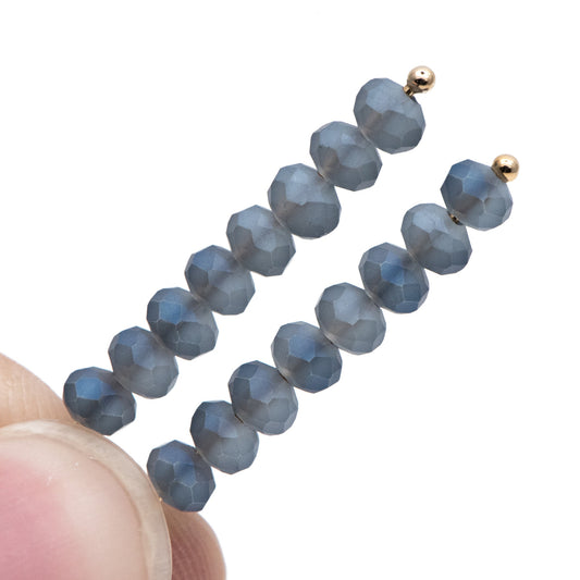 Frosted Crystal Rondelle 3x4mm, Faceted Glass Rondelle Beads, Matte Montana Blue -(BZ04-157)/ 145 beads full strand
