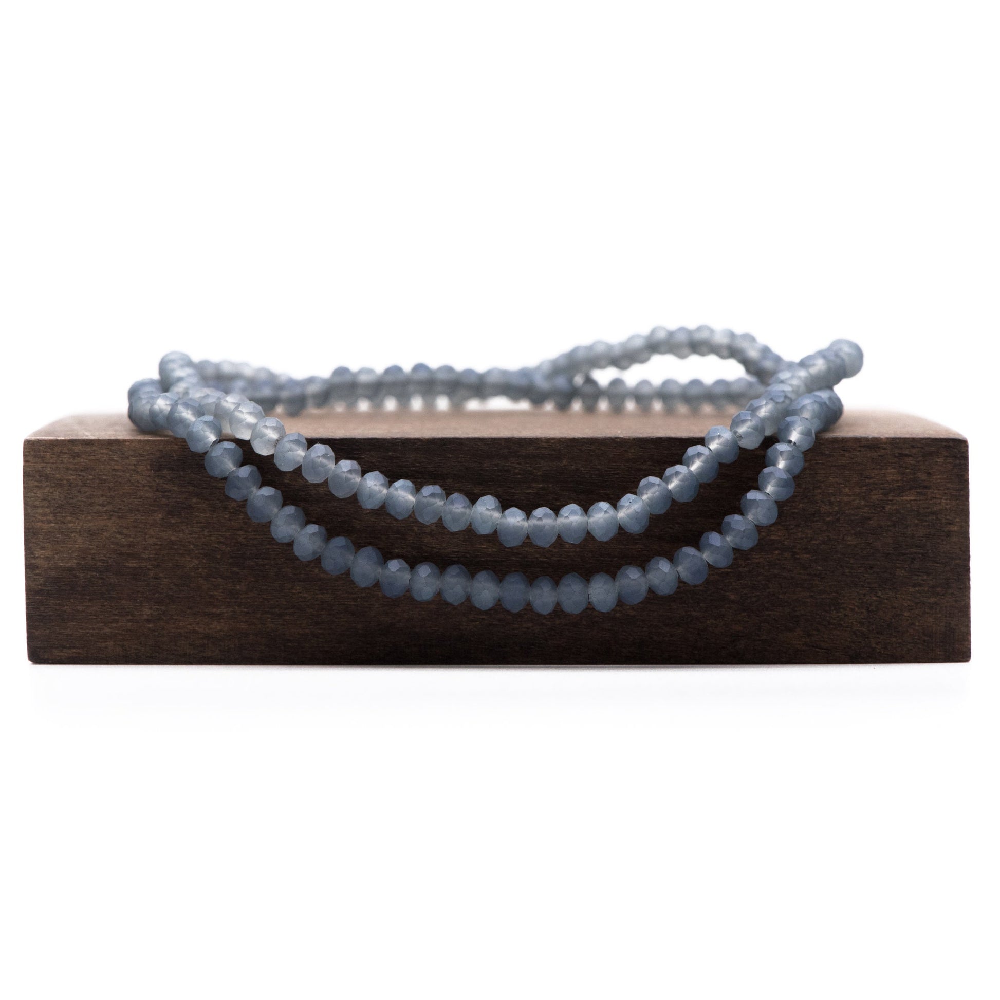 Frosted Crystal Rondelle 3x4mm, Faceted Glass Rondelle Beads, Matte Montana Blue -(BZ04-157)/ 145 beads full strand